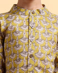 Boys Mustard Ajrak Kurta and Pajama