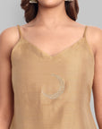 Old Gold Cotton Silk Embroidery Top