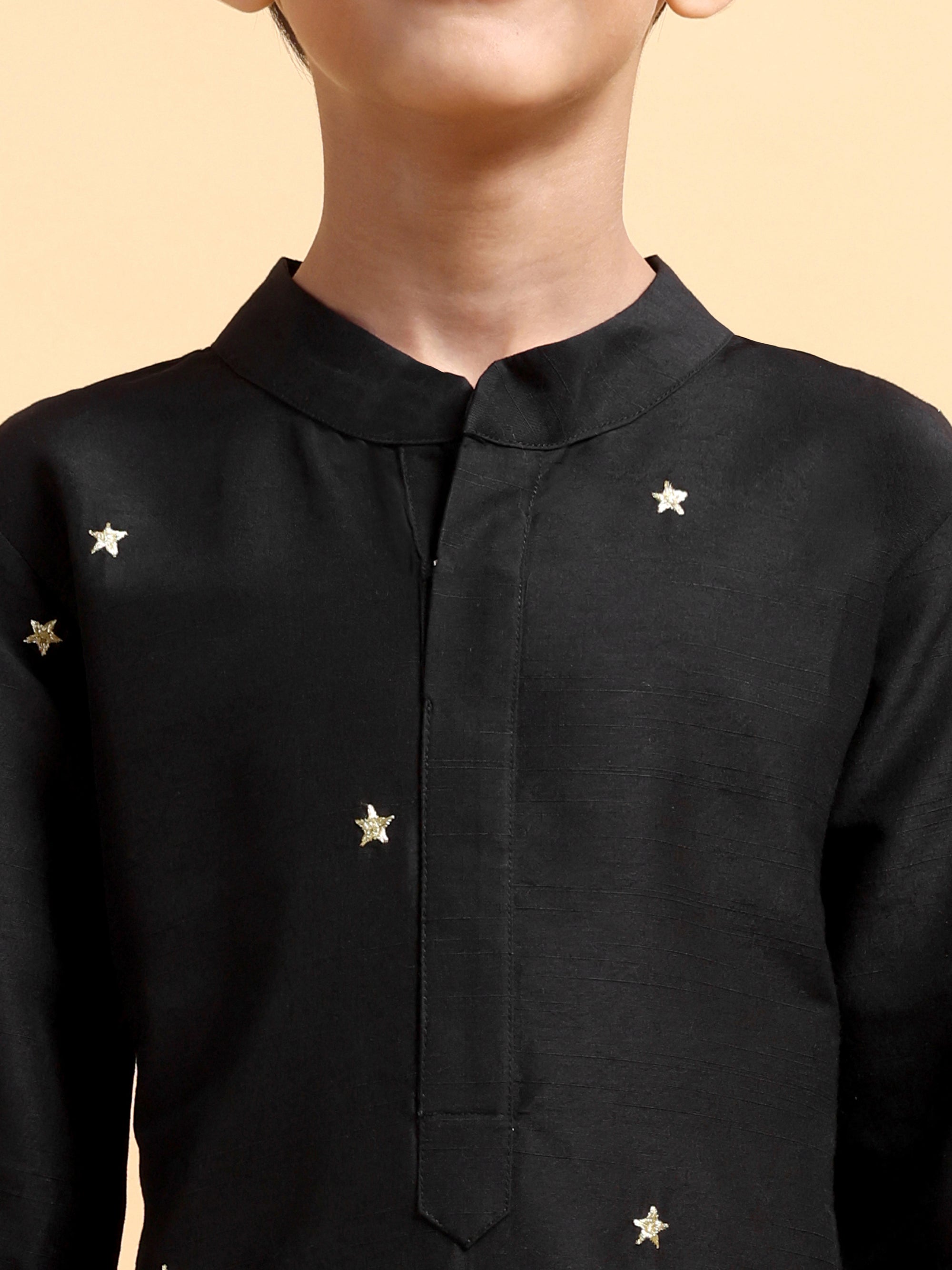 Kids Black Kurta & Pajama Set