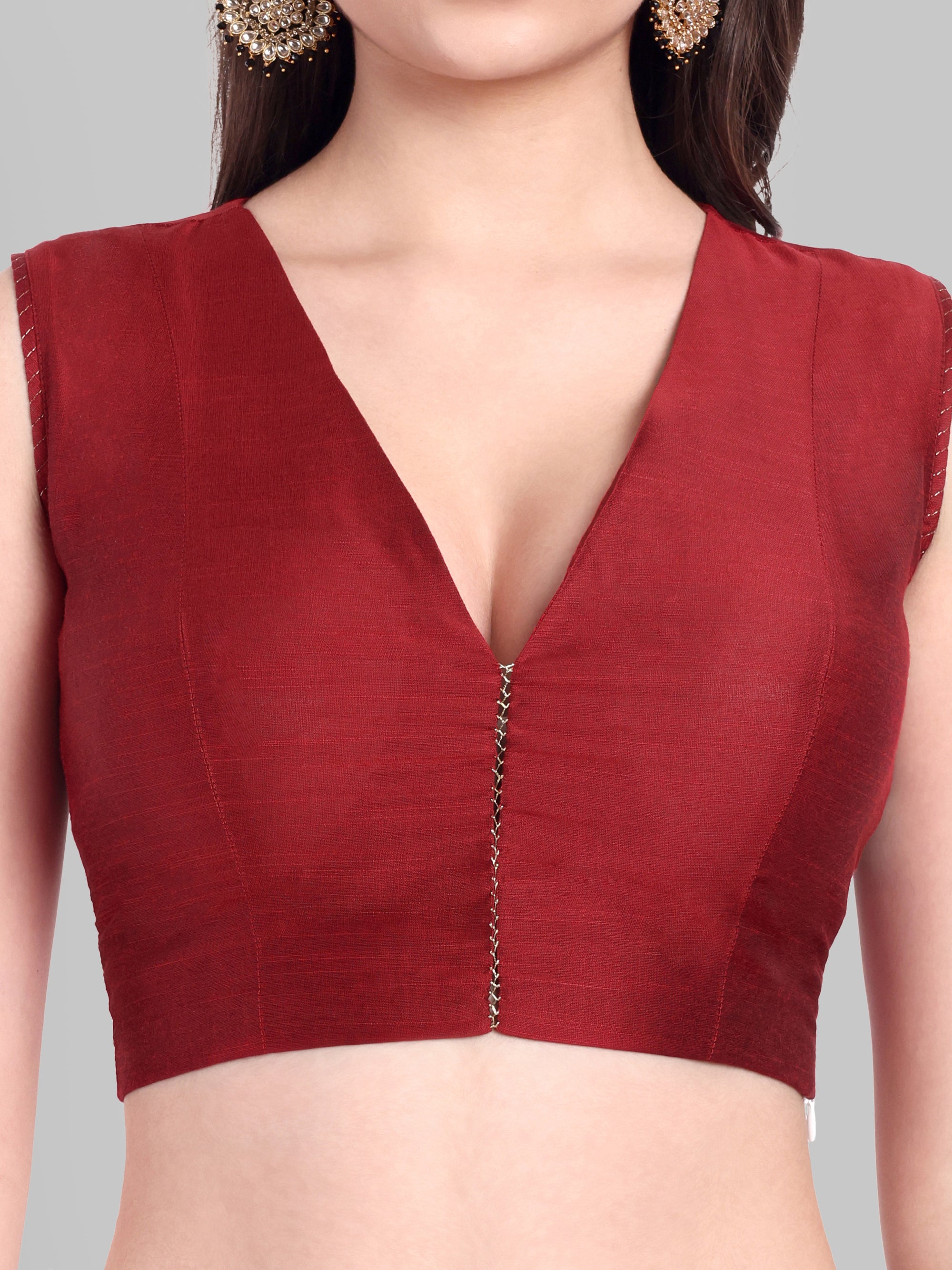 Maroon Cotton Silk Blouse