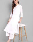 V Neck Basic Kurta with Straight Bottom - Set of 2