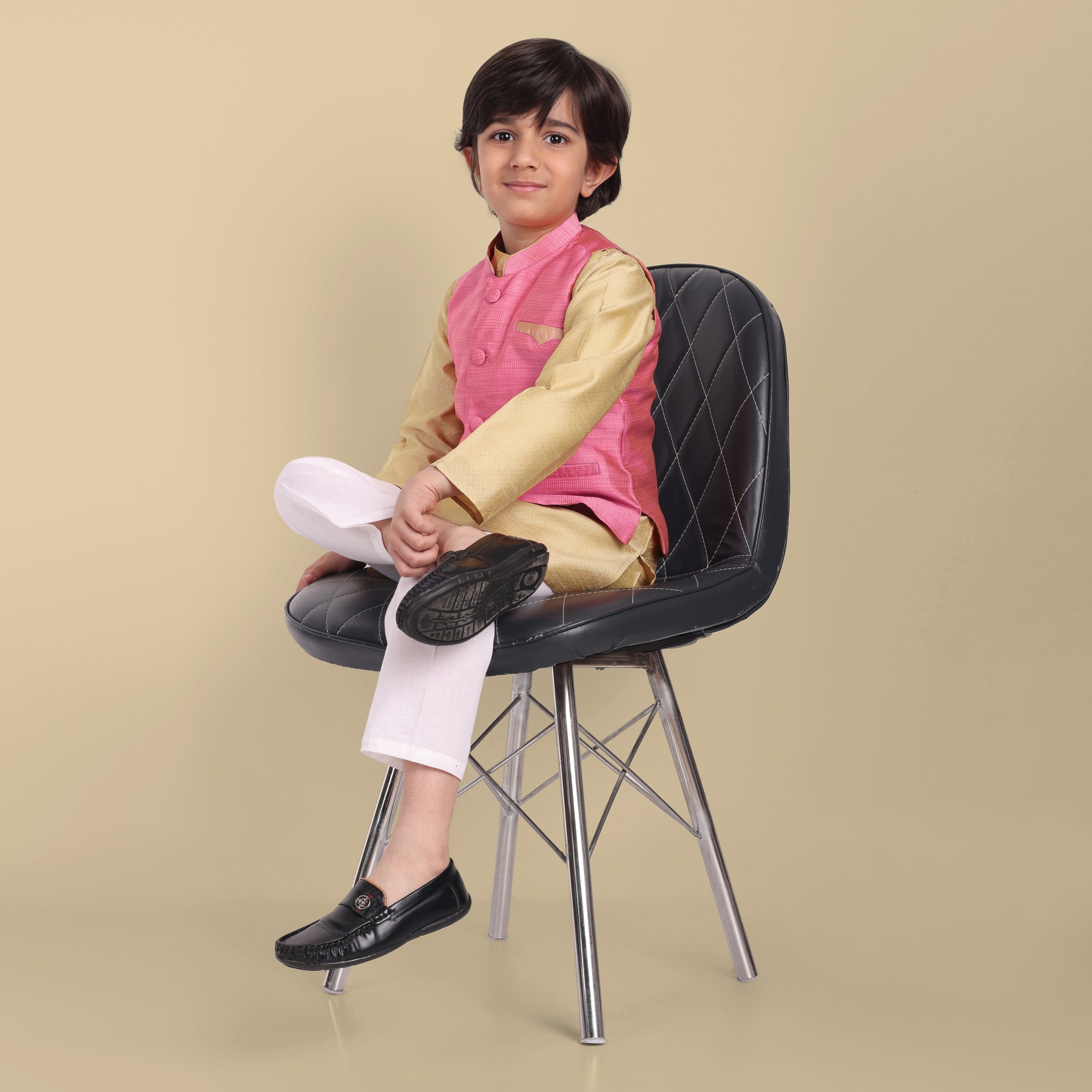 Boys Golden Kurta and Pajama