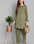 Khaki Green Mul Co-ord Set