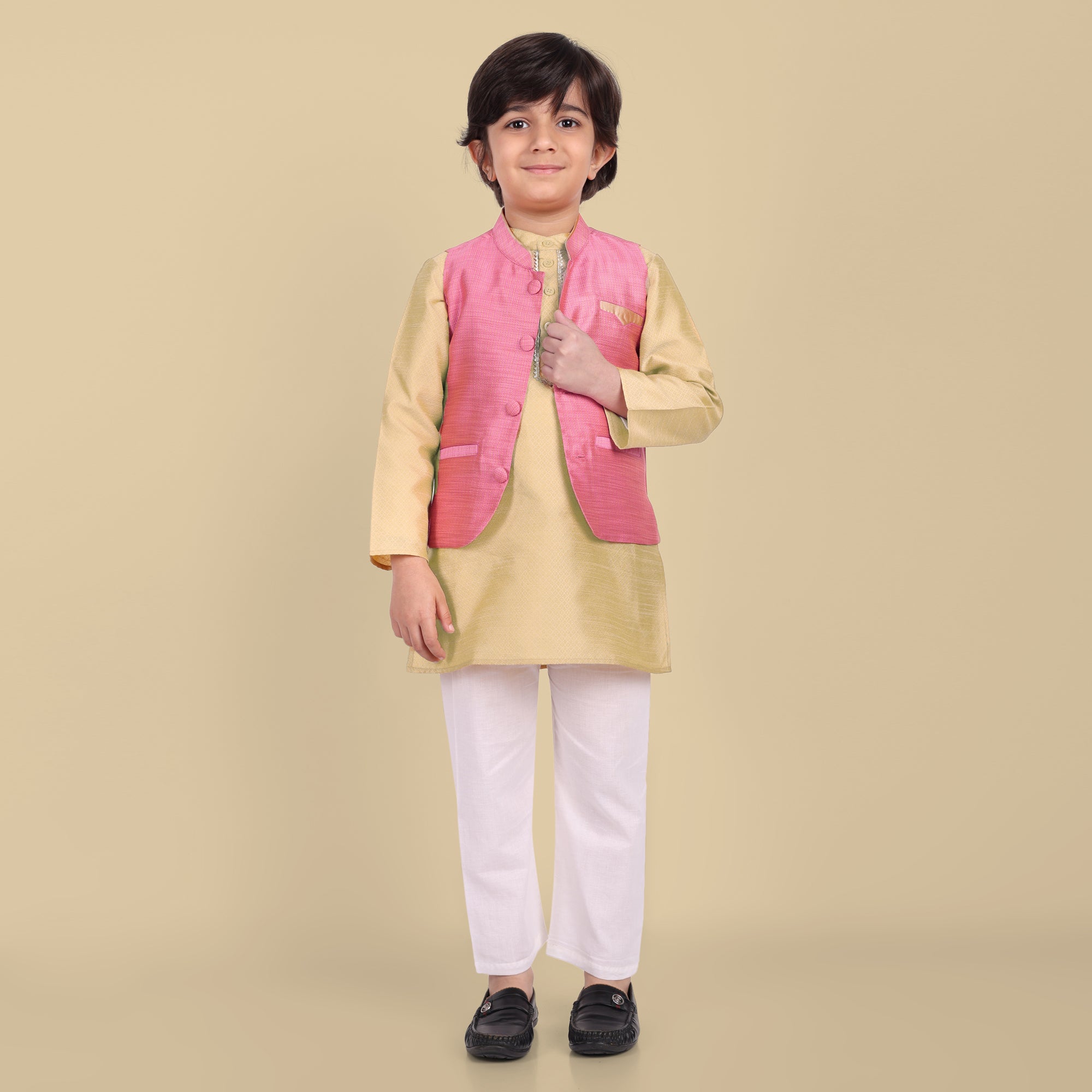 Boys Golden Kurta and Pajama