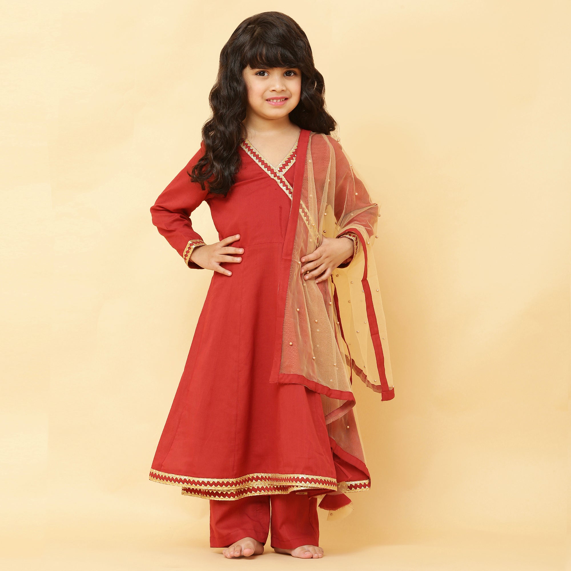 Girls Angrakha Style Kurti with Sharara Pants