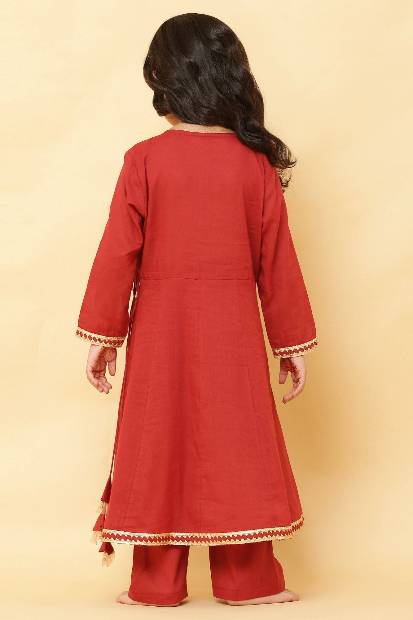 Girls Maroon Kurta Pant Set Online