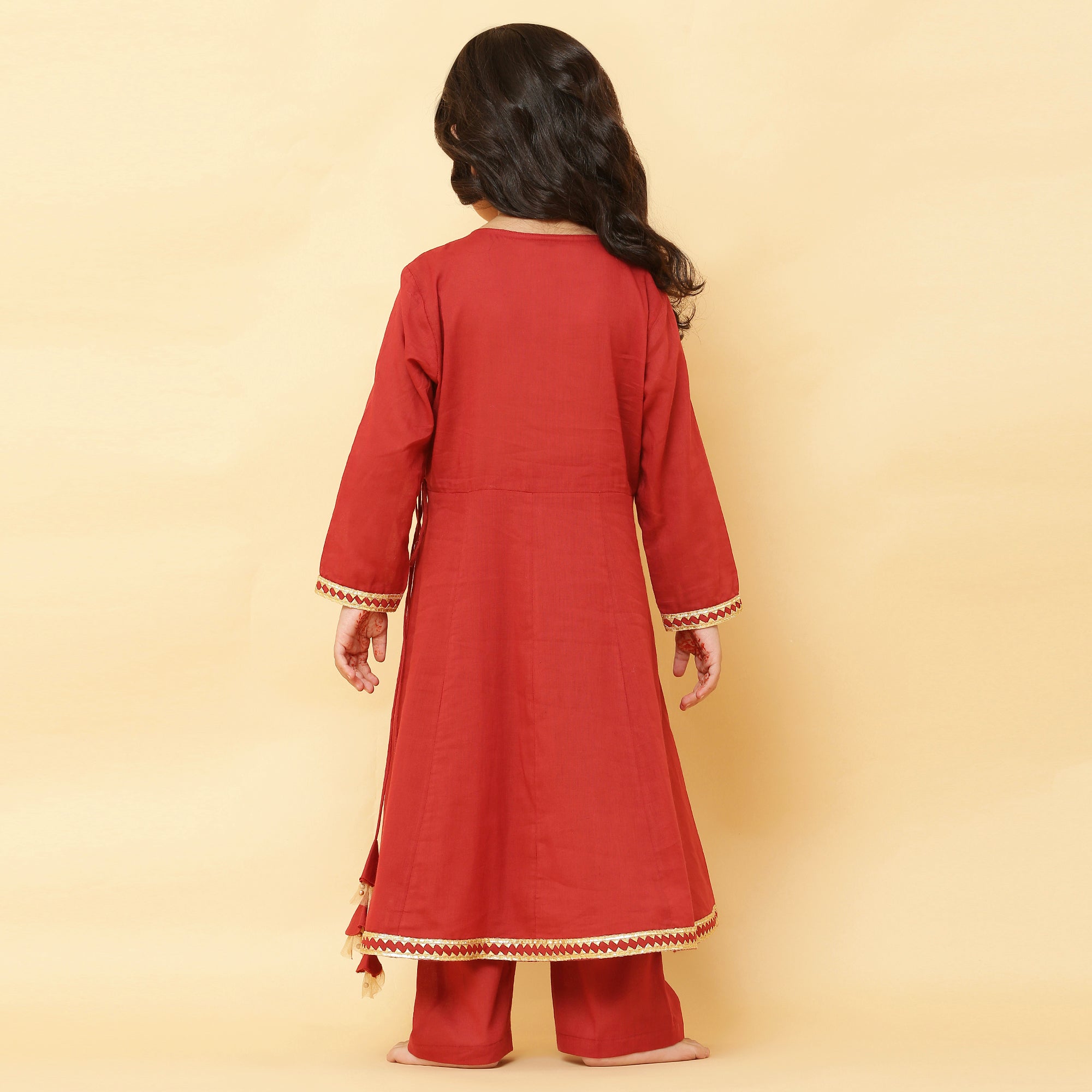 Girls Maroon Kurta Pant Set Online