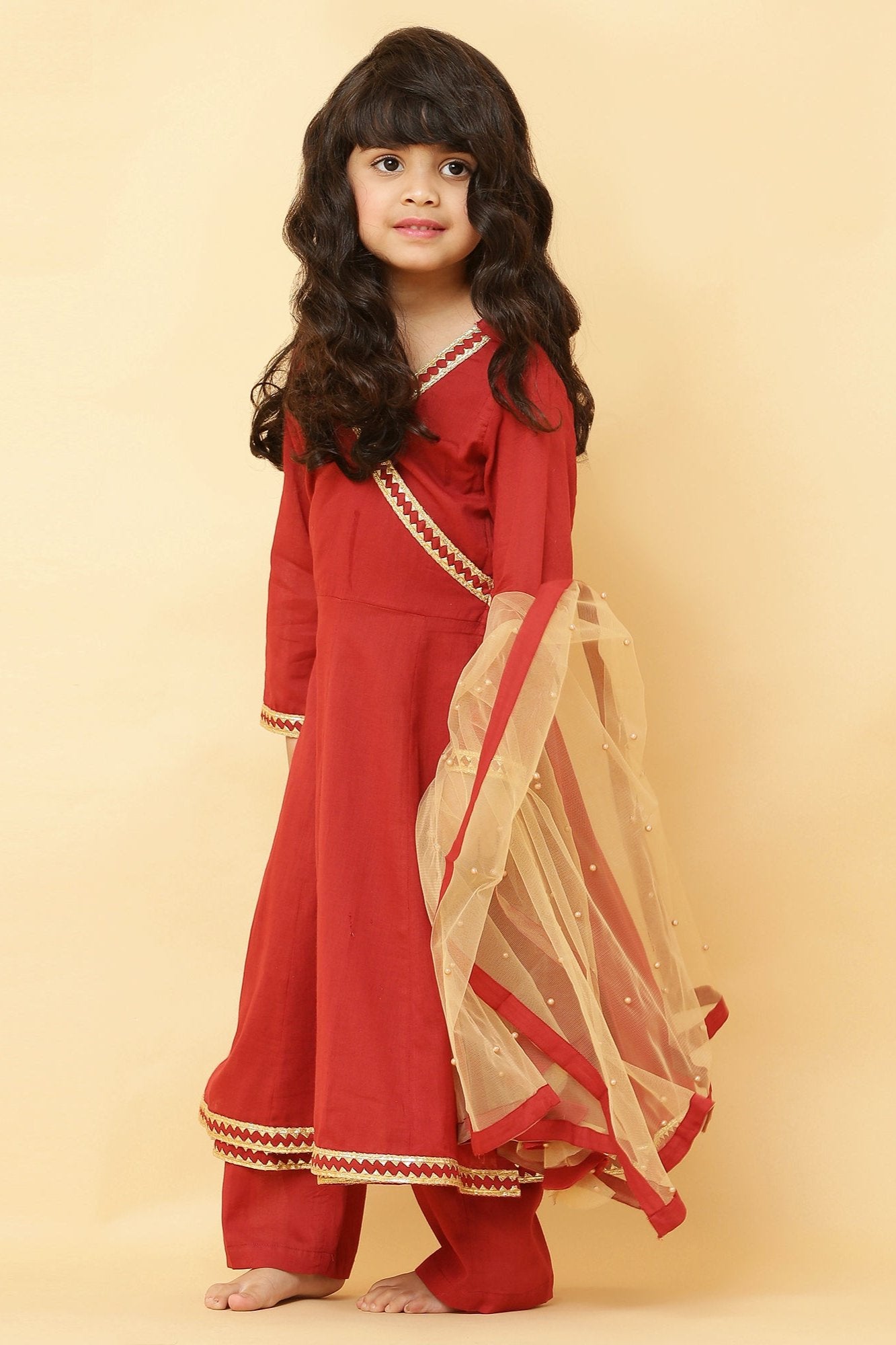 Girls Angrakha Style Kurti with Sharara Pants