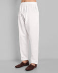 White Cotton-Linen Pathani Suit