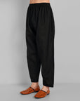 Black Cotton-Linen Pathani Suit for Men