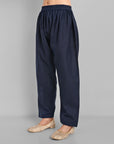 Navy Blue Cotton-Linen Pathani