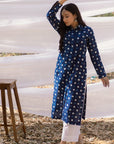 Indigo Collar Shirt Style Long Kurta