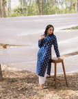 Indigo Collar Shirt Style Long Kurta