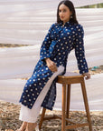 Indigo Collar Shirt Style Long Kurta