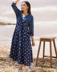 Indigo Bahaar Kalidar Handblock Dress