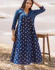 Indigo Bahaar Kalidar Handblock Dress