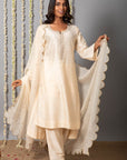 Cotton Silk Kurta with Organza Silk Dupatta