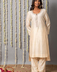 Cotton Silk Kurta with Organza Silk Dupatta