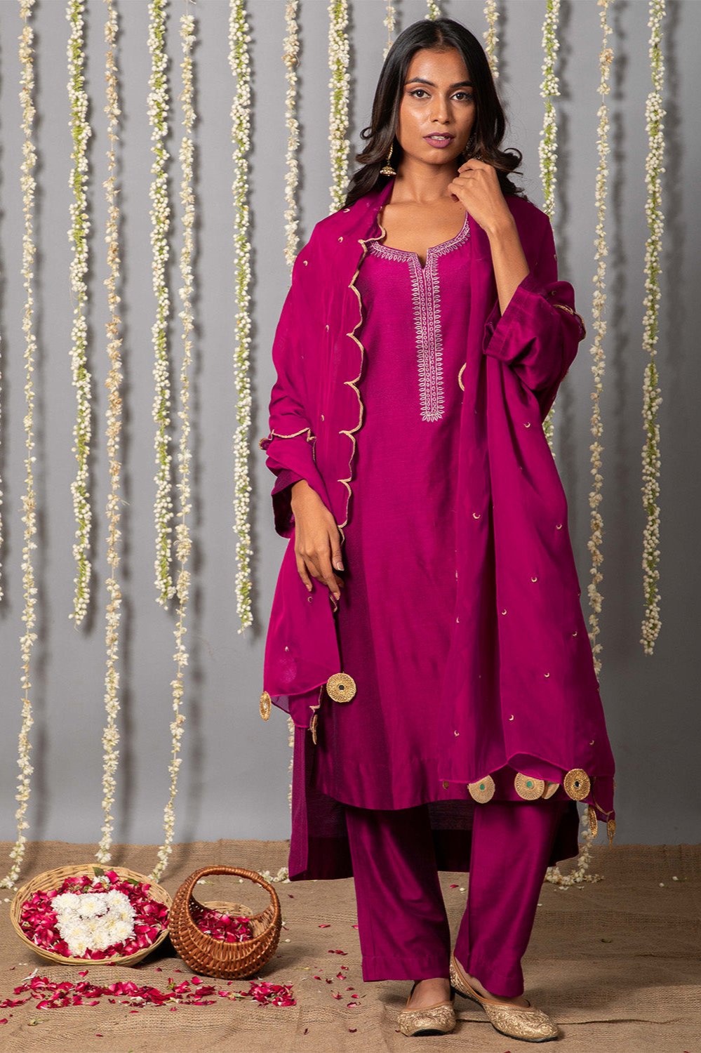 Women Wine Purple Kurta Sets