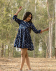 Sonia Indigo Polka Dress Back Open