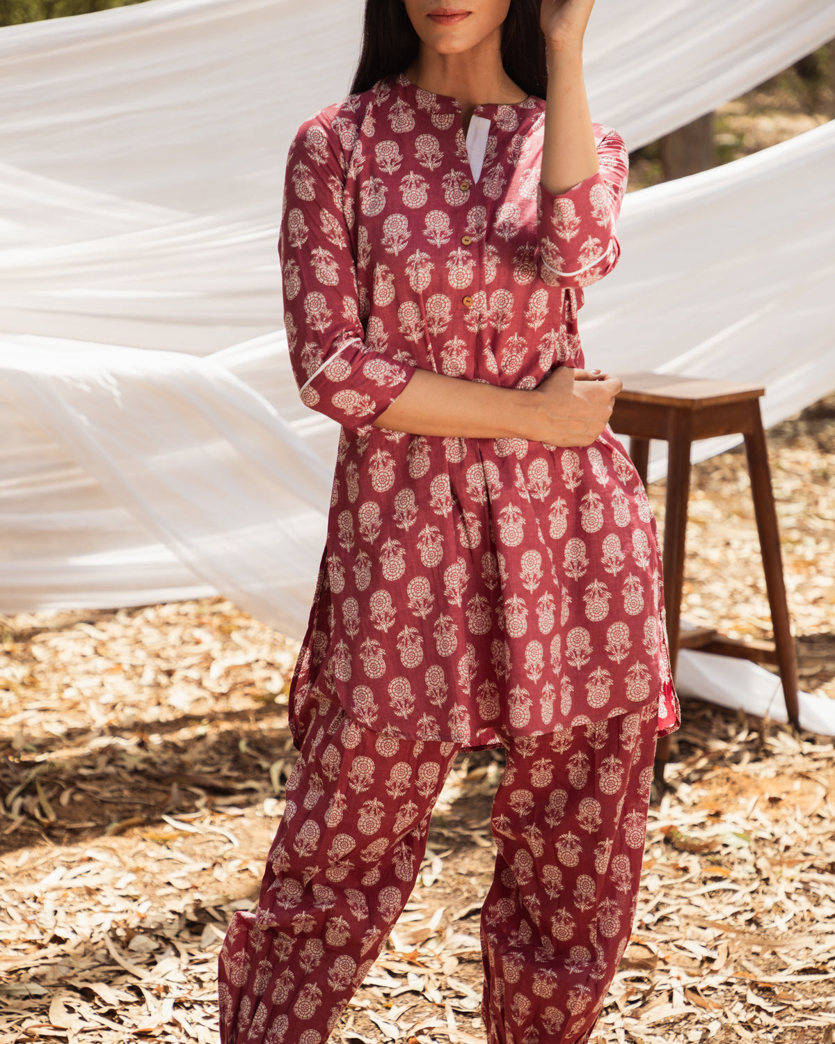 Samiya Pink Kurta with Harem Pant - Set of 2