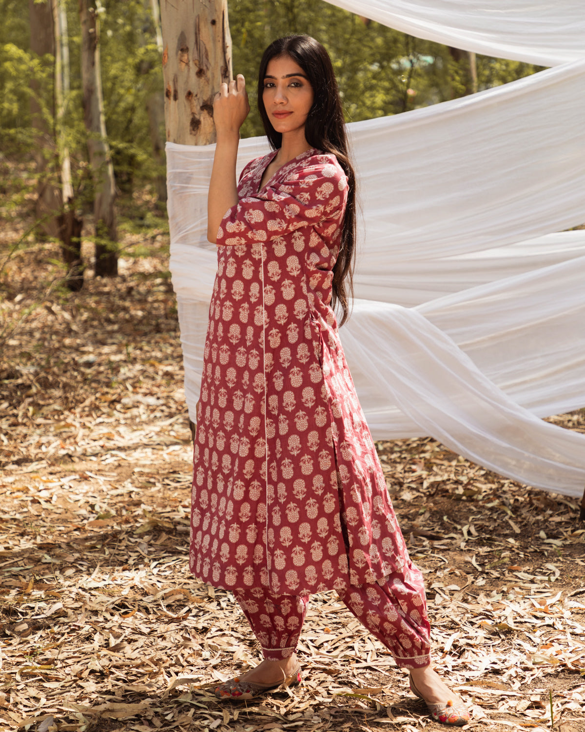 Maira Block Print A Line Kurta with Harem Pant