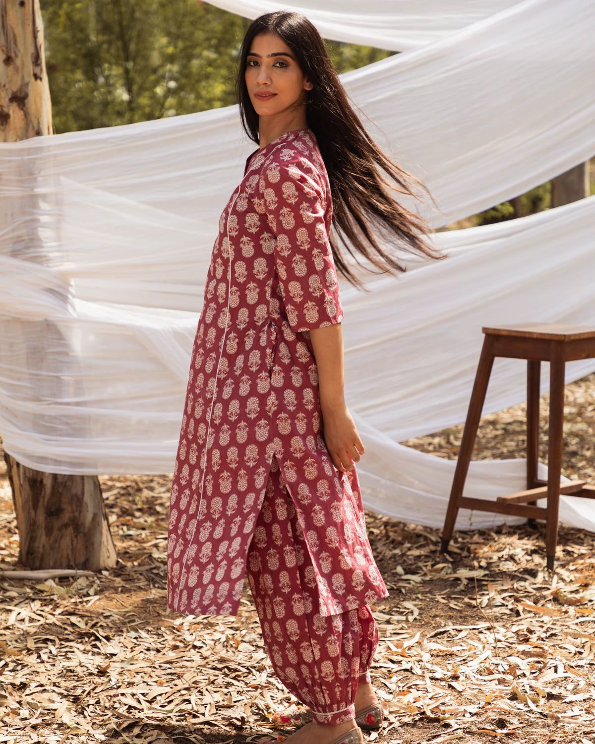 Maira Block Print A Line Kurta with Harem Pant