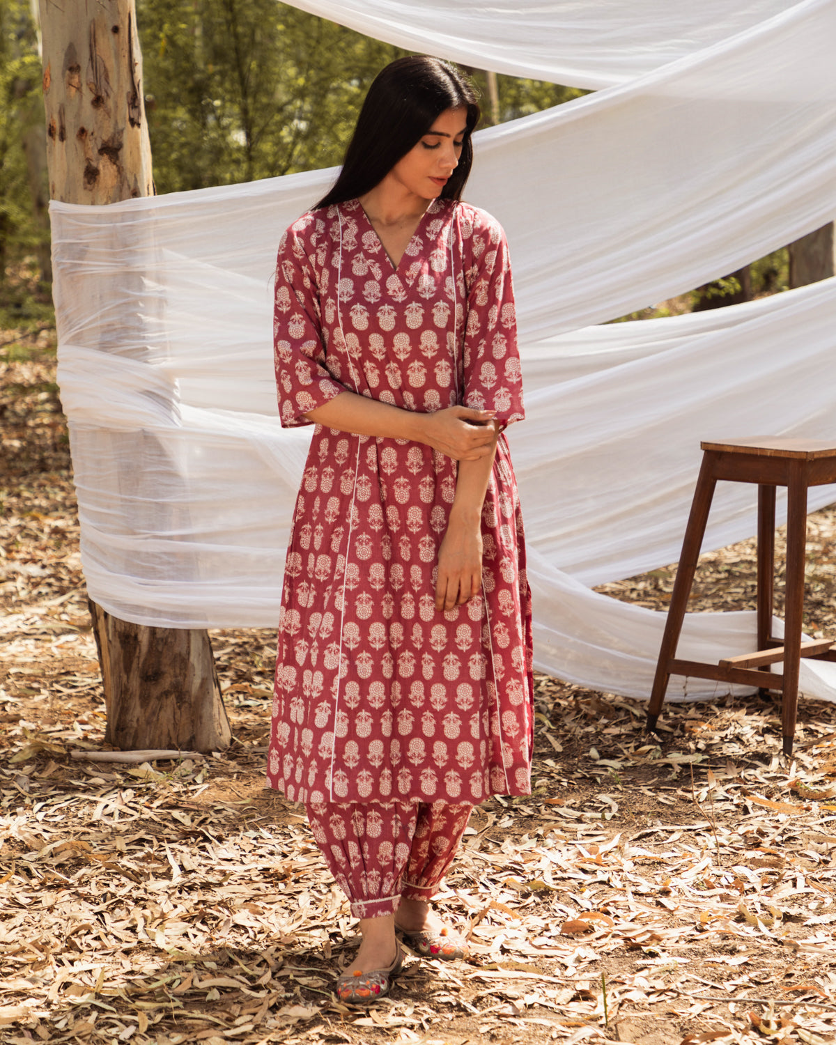 Maira Block Print A Line Kurta with Harem Pant