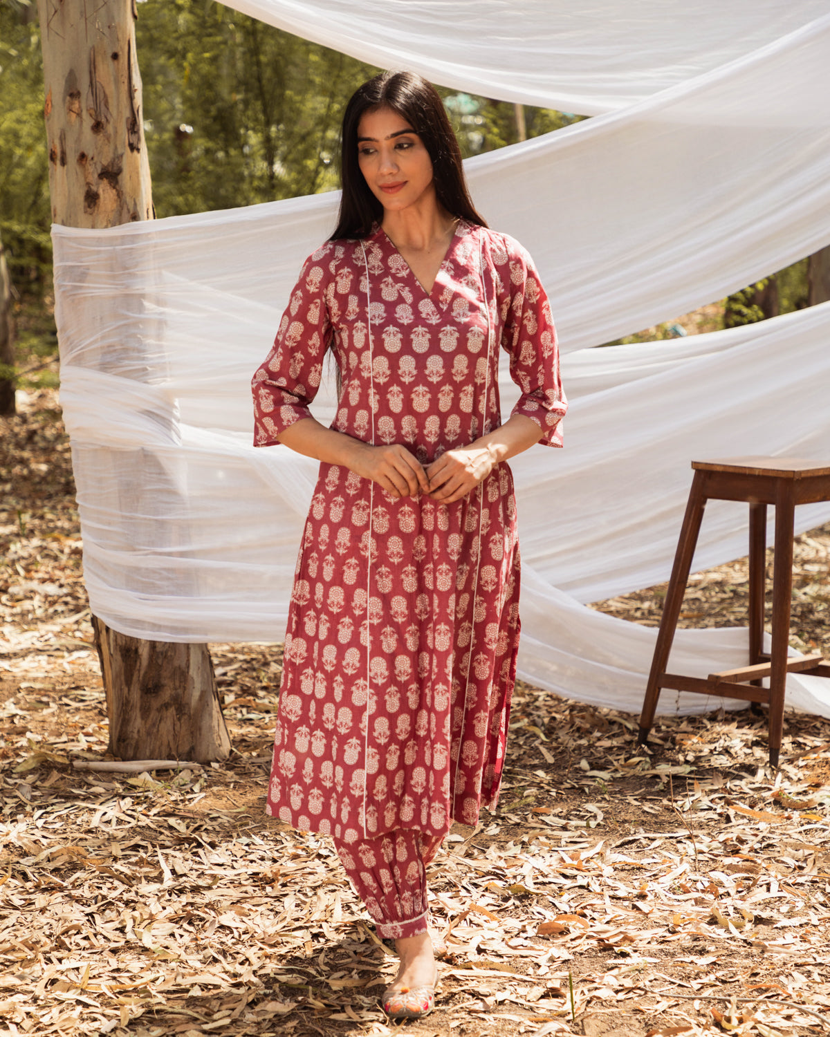 Maira Block Print A Line Kurta with Harem Pant