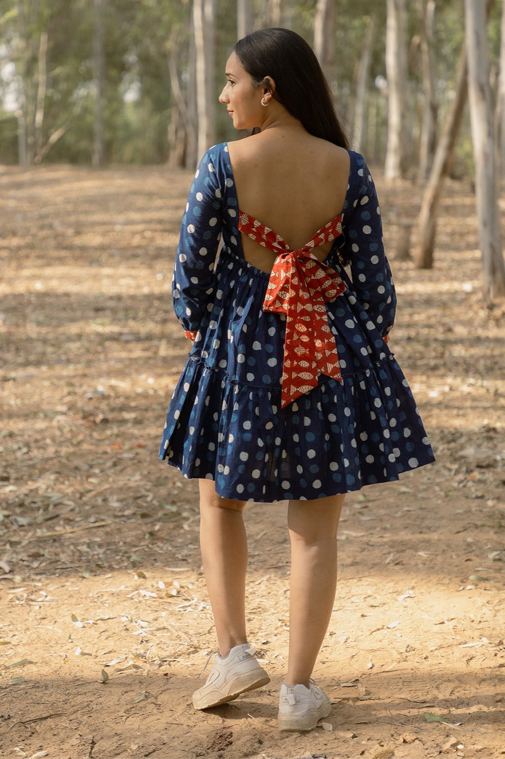 Sonia Indigo Polka Dress Back Open