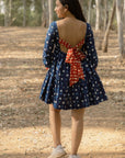 Sonia Indigo Polka Dress Back Open