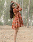 Sonia Red Printed Dress Back Open