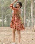 Sonia Red Printed Dress Back Open