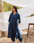 Maira V Neck Indigo A Line Kurta with Harem Pant