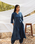 Maira V Neck Indigo A Line Kurta with Harem Pant