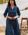 Maira V Neck Indigo A Line Kurta with Harem Pant