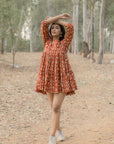 Sonia Red Printed Dress Back Open