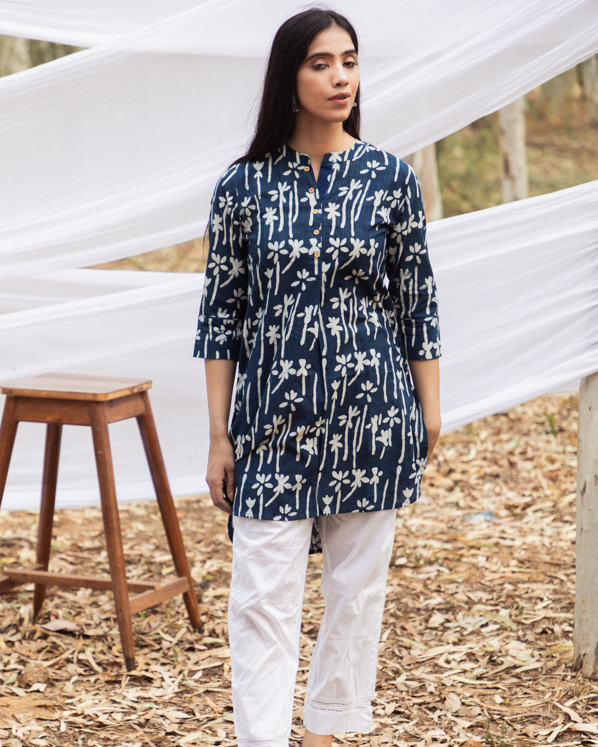 Indigo Kurta Set With Dupatta