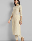 Ivory Cotton Silk Boat Neck Kurta