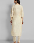 Ivory Cotton Silk Boat Neck Kurta