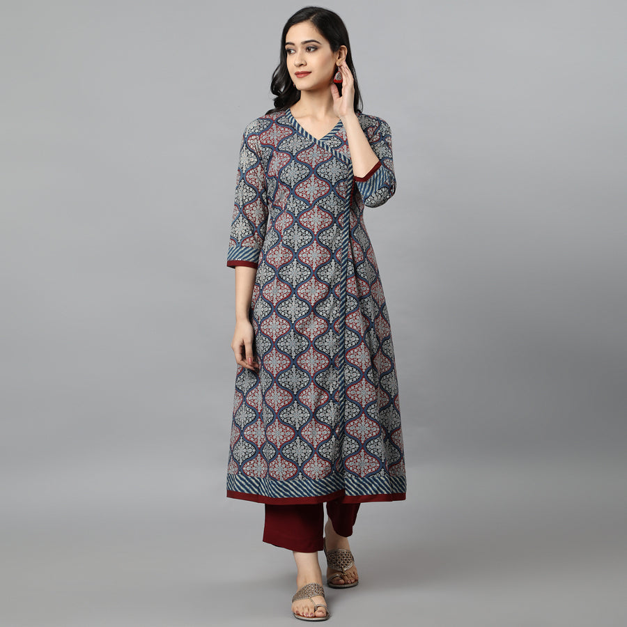 Ajrakh Print Angarkha Style Kurta