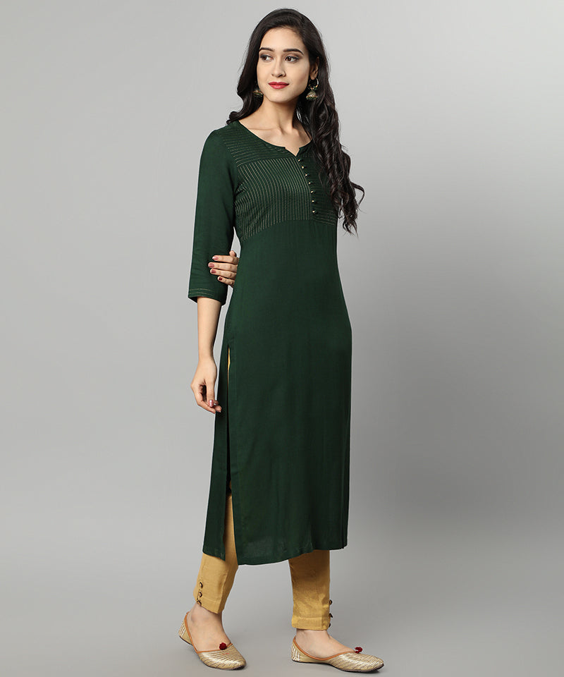 Dark Slate Gray Green Rayon Sonapani Kurta