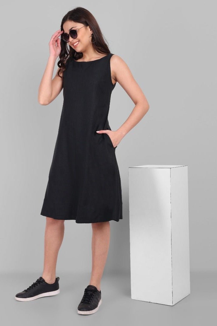 Knee-Length Linen Dress Online