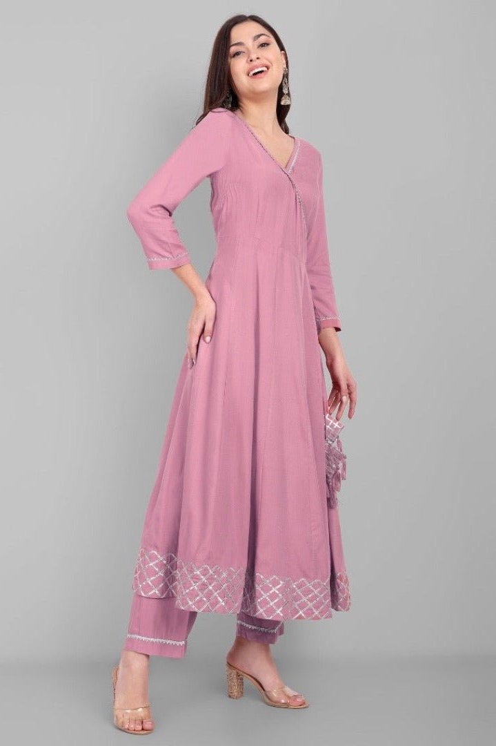 Pink Angrakha Kurta Set