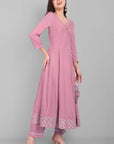 Pink Angrakha Kurta Set