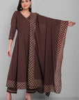 Brown Angrakha kurta and Dupatta Set Online