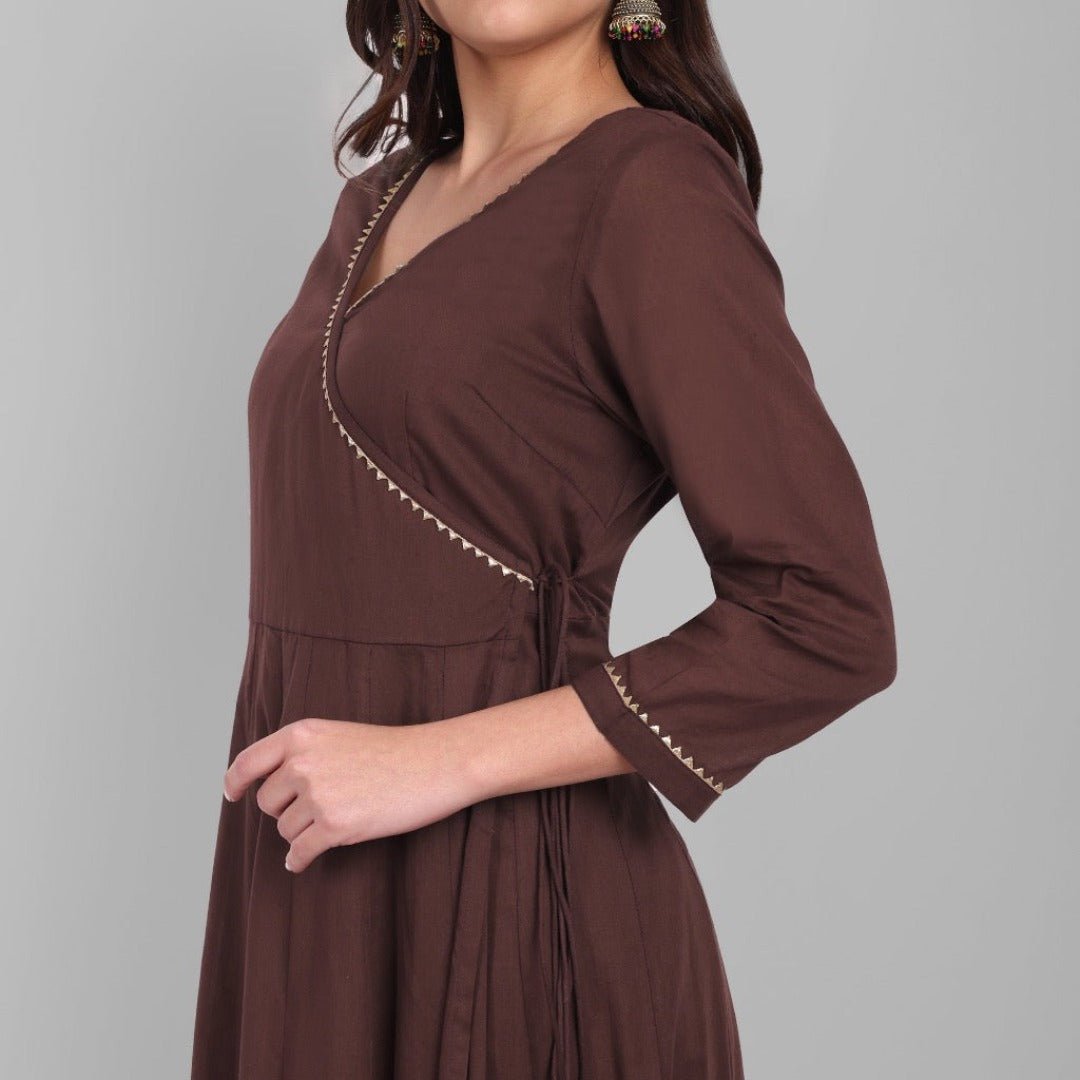 Amreen Coco Brown Angrakha kurta and Dupatta