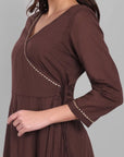 Brown Angrakha Kurta Sets for Women