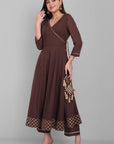 Brown Angrakha kurta and Dupatta Set