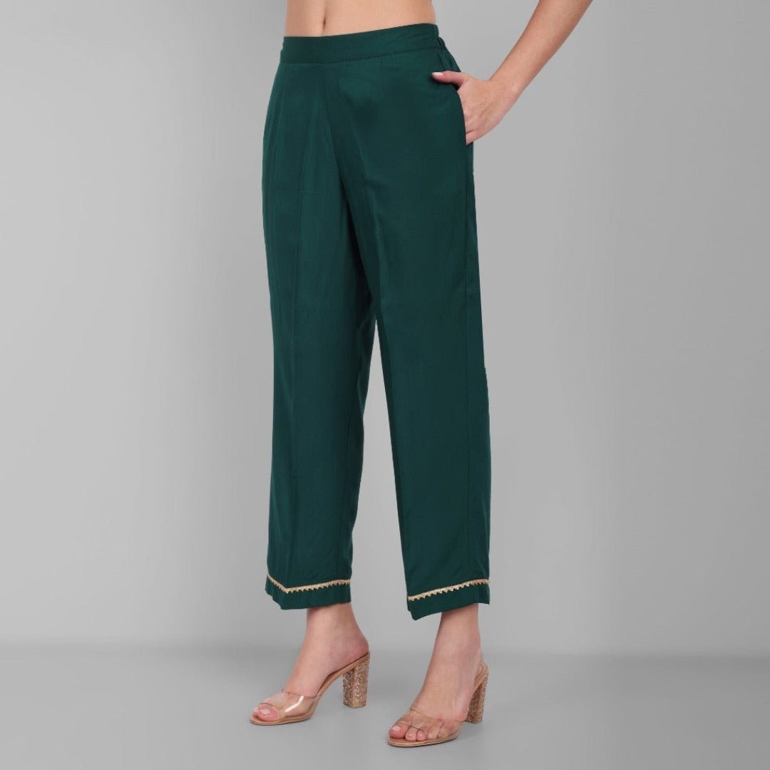 Amreen Dark Green Angrakha Pant and Dupatta